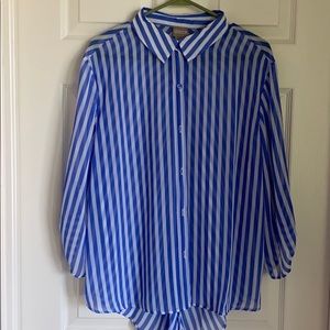 Chico’s blue/white stripe, 3/4 sleeves shirt.